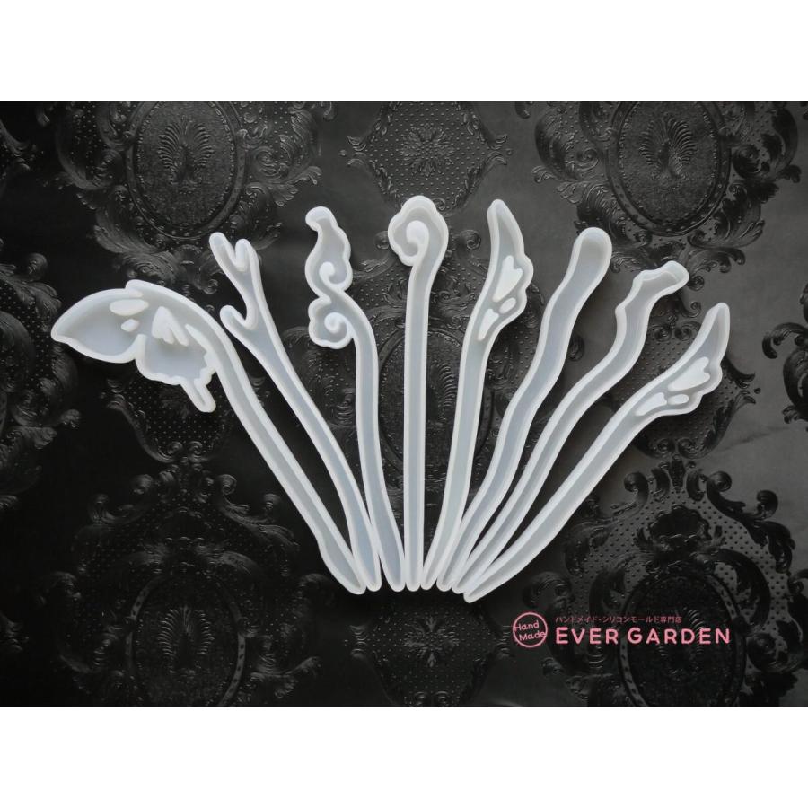 簪 蝶 かんざし 3個セット レジン シリコンモールド ネックレス