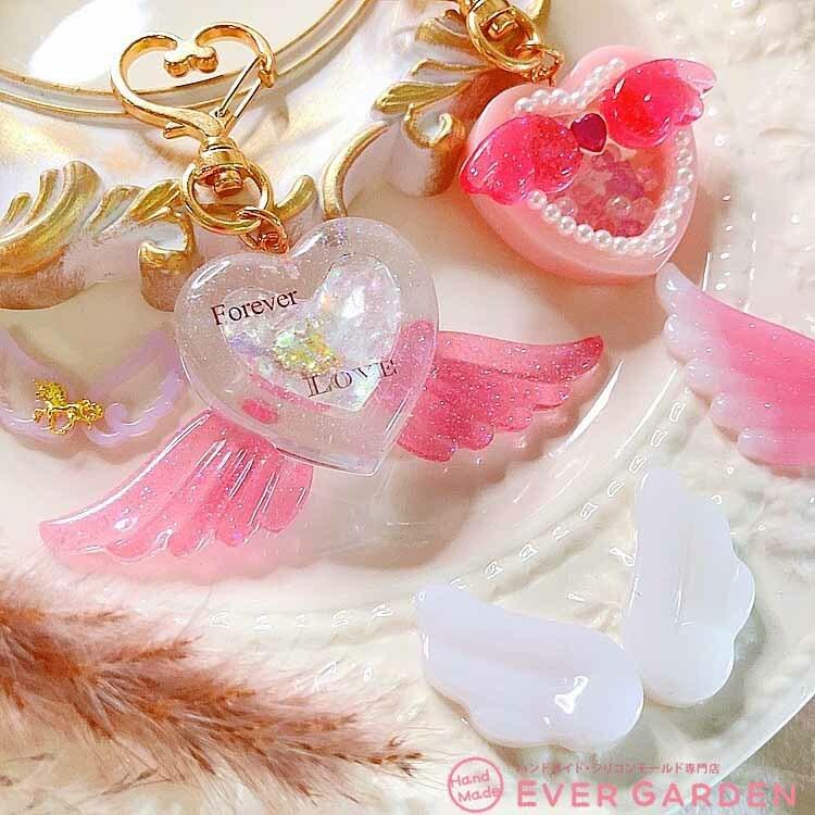 2個セット 羽 シリコンモールド 天使 7種類 レジン ヘアアクセ