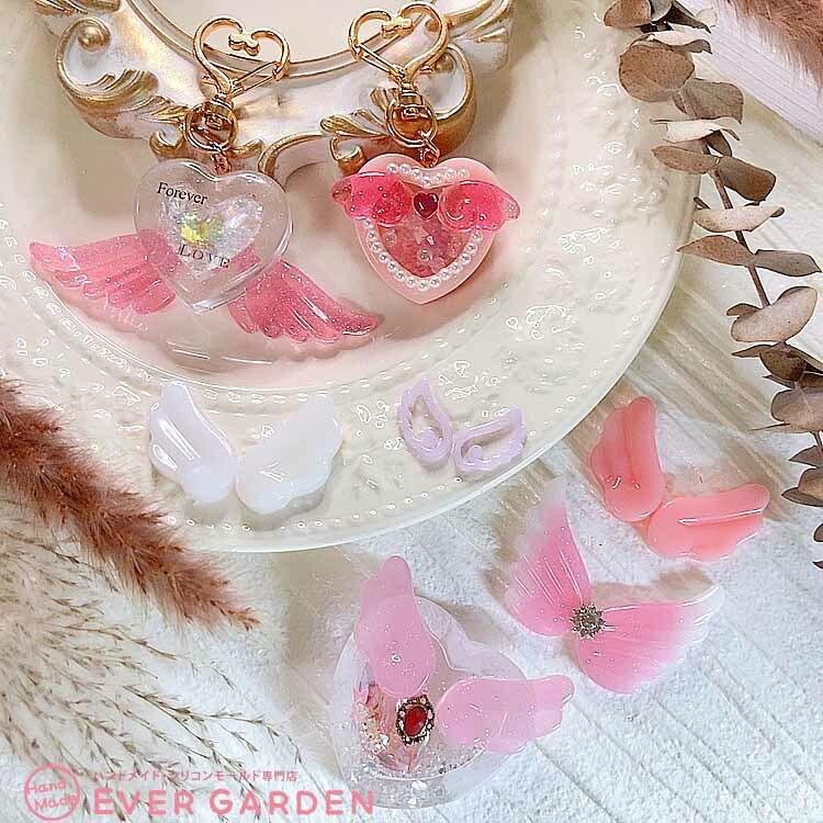 2個セット 羽 シリコンモールド 天使 7種類 レジン ヘアアクセ