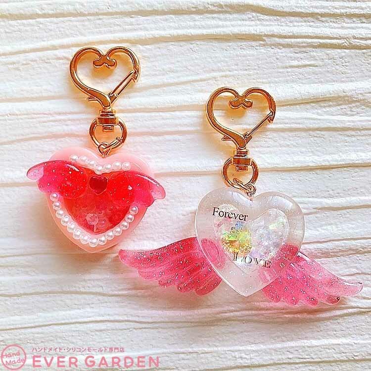 2個セット 羽 シリコンモールド 天使 7種類 レジン ヘアアクセ