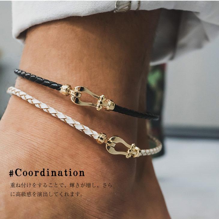 アンクレット メンズ レディース アクセサリー ペア アクセ ホース ホースシュー 編み込み レザーブレスレット 本革 馬蹄 金 ゴールド 銀 シルバー 革 レザー 春 Joker By Evergreen 通販 Yahoo ショッピング