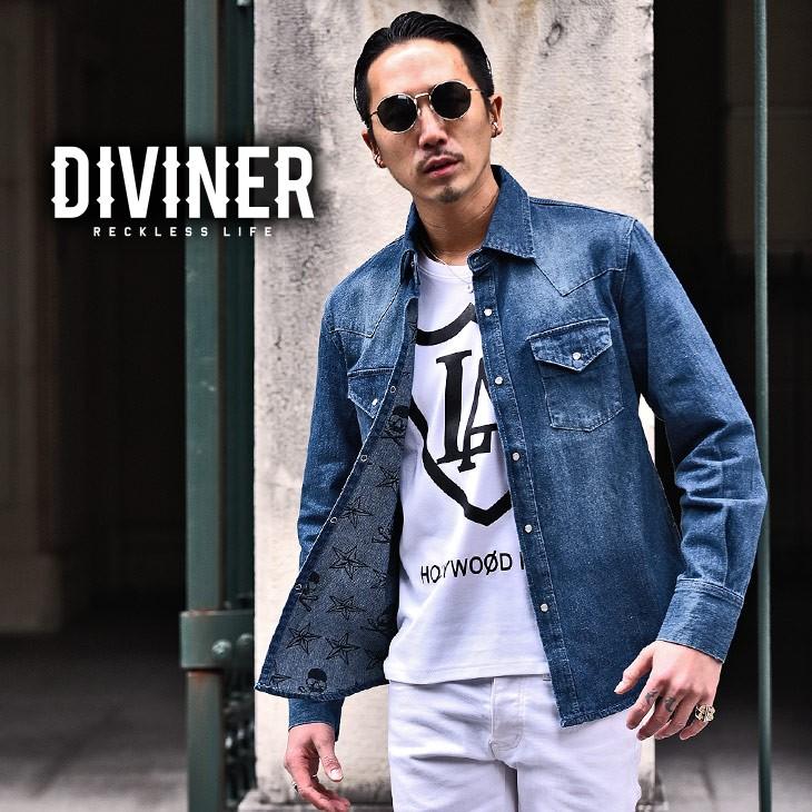 デニムシャツ メンズ デニム シャツ カジュアル ウエスタンシャツ 長袖シャツ ブランド カジュアルシャツ アメカジ 星柄 スター 髑髏 服 Joker By Evergreen 通販 Yahoo ショッピング