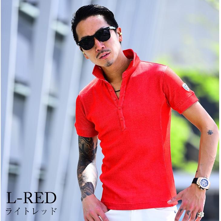 購入 ポロシャツ メンズ レッド赤 RED 春 秋 動きFITゴルフ半袖ポロシャツ レッド 赤 XLサイズ
