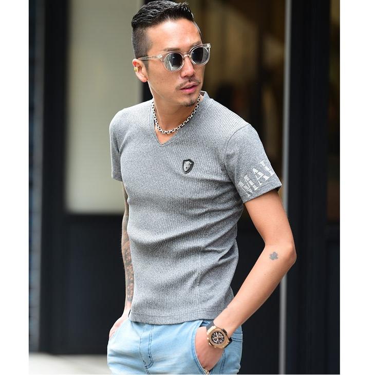 特価安い Viola Rumore ヴィオラ Tシャツ メンズ 半袖 Vネック Tシャツ トップス プリント プレート