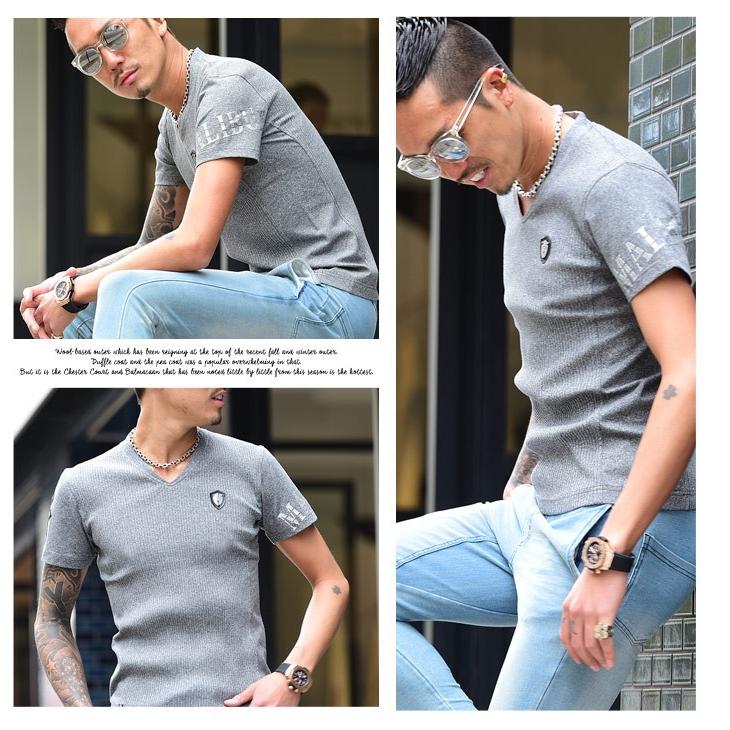 特価安い Viola Rumore ヴィオラ Tシャツ メンズ 半袖 Vネック Tシャツ トップス プリント プレート