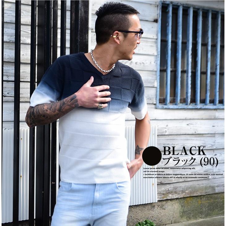 Tシャツ メンズ 半袖 Vネック 半袖tシャツ サマーニット 春ニット チェック グラデーション 春 春服 春物 白 ホワイト 赤 レッド 青 ブルー ニット Joker By Evergreen 通販 Yahoo ショッピング