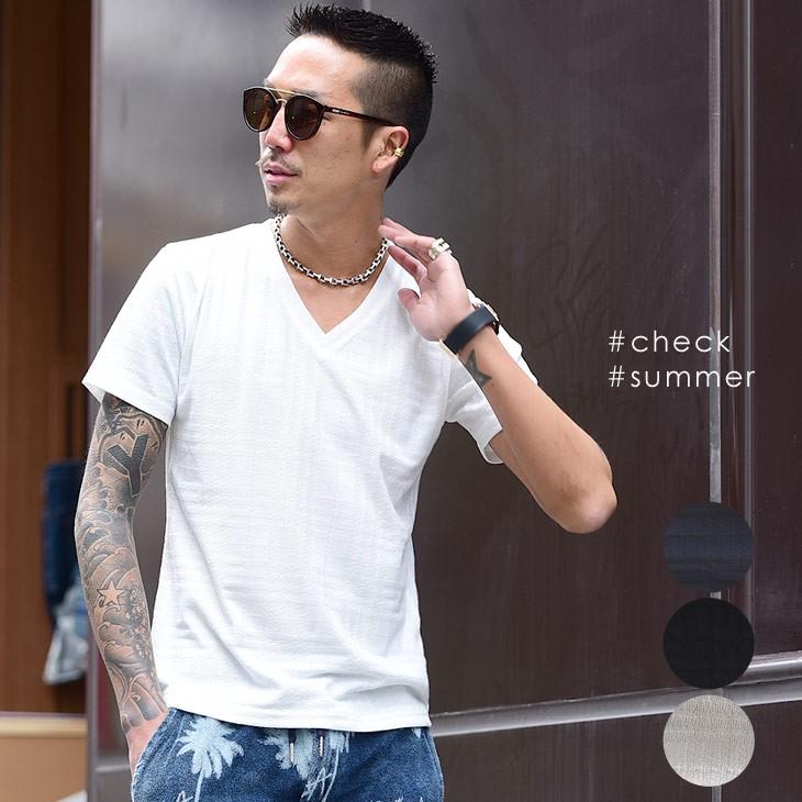 Tシャツ メンズ 半袖 Vネック ブランド おしゃれ アメカジ シンプル 無地 ジャガード チェック 大きいサイズ 白 ホワイト 黒 ブラック 夏物 夏新作 夏服 Joker By Evergreen 通販 Paypayモール