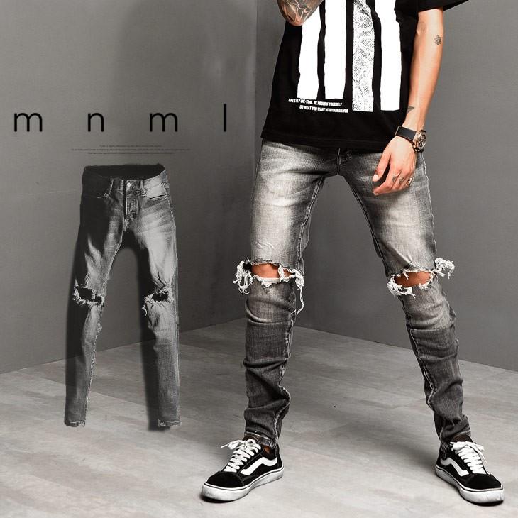 Mnml ミニマル スキニーパンツ スキニー メンズ スキニーデニム スキニージーンズ ダメージスキニー クラッシュスキニー 裾ジップ ストレッチ Joker By Evergreen 通販 Paypayモール