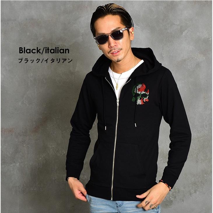 パーカー メンズ ジップパーカー 長袖 スウェットパーカー スカル ラインストーン ドクロ 骸骨 おしゃれ ちょいワル 派手 個性的 白 黒 Joker By Evergreen 通販 Paypayモール