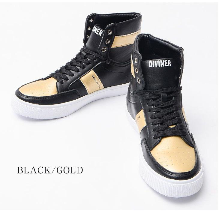 Diviner ディバイナー スニーカー メンズ ハイカット ハイカットスニーカー ブランド ロゴ ストリート 韓国 カジュアル 靴 ブラック 黒 ホワイト 白 ゴールド 金 Joker By Evergreen 通販 Yahoo ショッピング