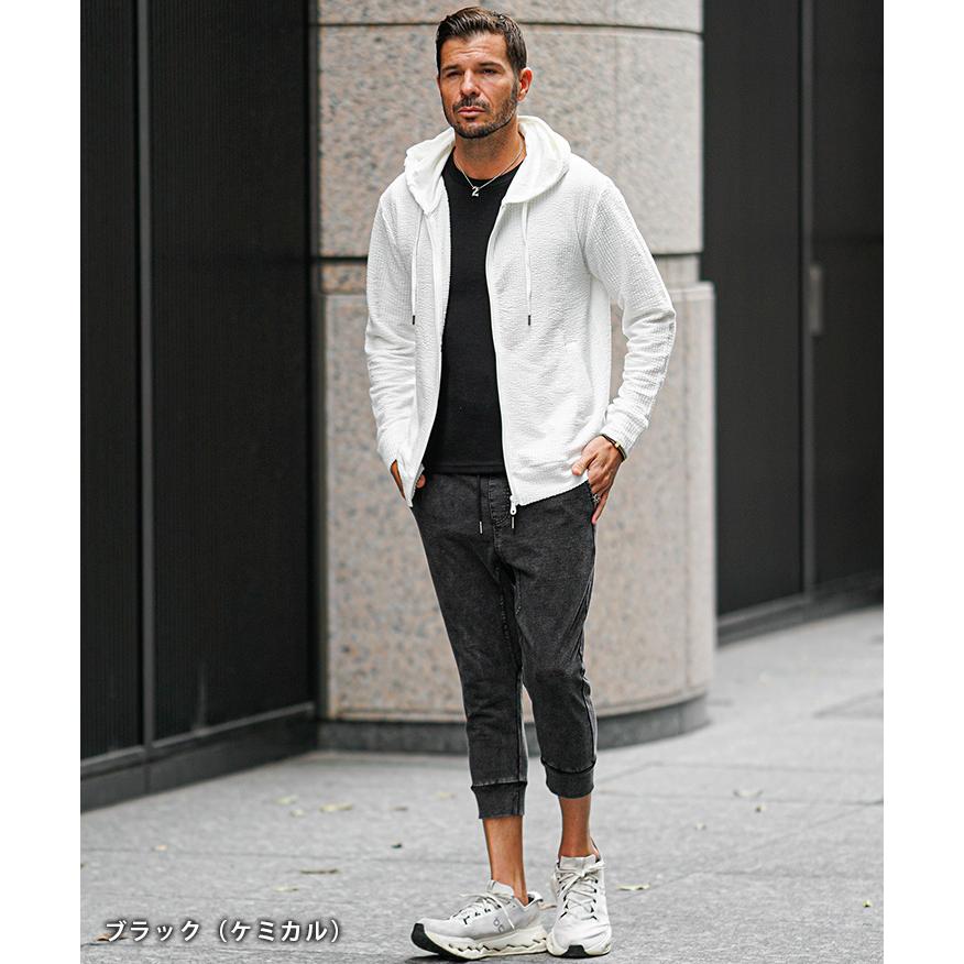 クロップドパンツ メンズ デニム パンツ 7分丈 ジョガーパンツ メンズ スウェットパンツ 七分丈 パンツ アンクルパンツ イージーパンツ デニムパン | SOMEDIFF | 18