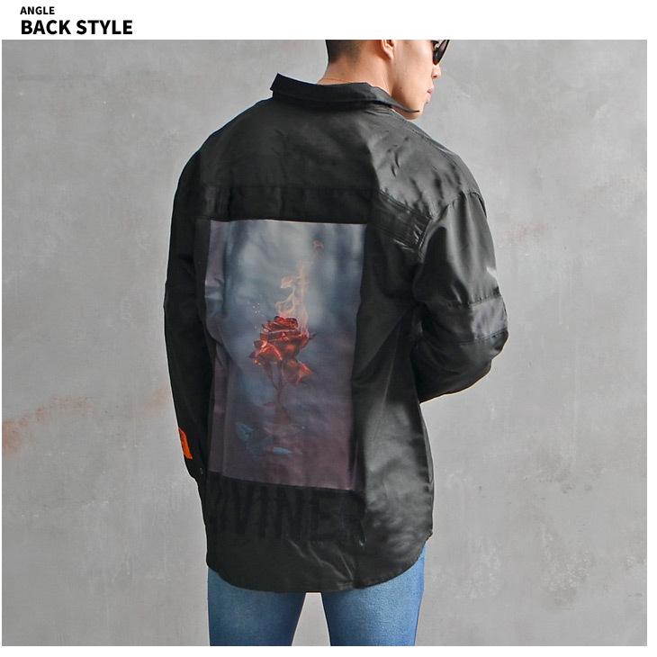 をまとって シャツ 黒 ブラック カジュアル 大きいサイズ 春 春服 春物 Joker By Evergreen 通販 Paypayモー メンズ 長袖 ブランド ストリート アメカジ フォト 薔薇 ローズ ロゴ おしゃれ お洒落 長袖シャツ ルーズに