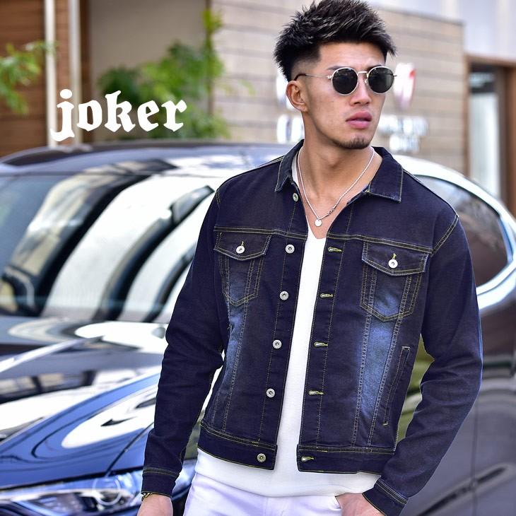 ストレッチ Gジャン メンズ デニムジャケット ジージャン ショート丈 ジャケット デニム アウター ネイビー ブルー 大きいサイズ Ll Xl 春 春服 春物 Joker By Evergreen 通販 Paypayモール