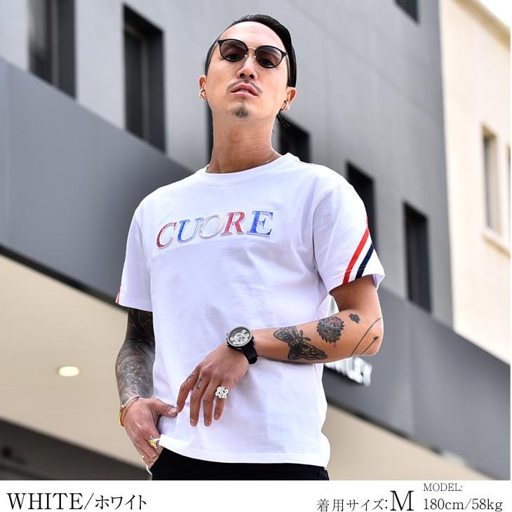 Tシャツ メンズ 半袖 半袖tシャツ ブランド ラインストーン 白 ホワイト 黒 ブラック ライン 派手 シンプル お洒落 オシャレ カットソー 夏 夏服 夏物 夏新作 Joker By Evergreen 通販 Paypayモール