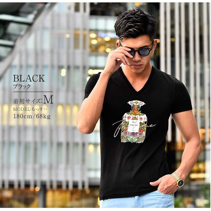 Tシャツ メンズ 花柄 半袖 半袖tシャツ カットソー おしゃれ お洒落 タイト 香水 細め お兄系 白 ホワイト 黒 ブラック コットン ストリート 夏 夏服 夏物 Joker By Evergreen 通販 Paypayモール