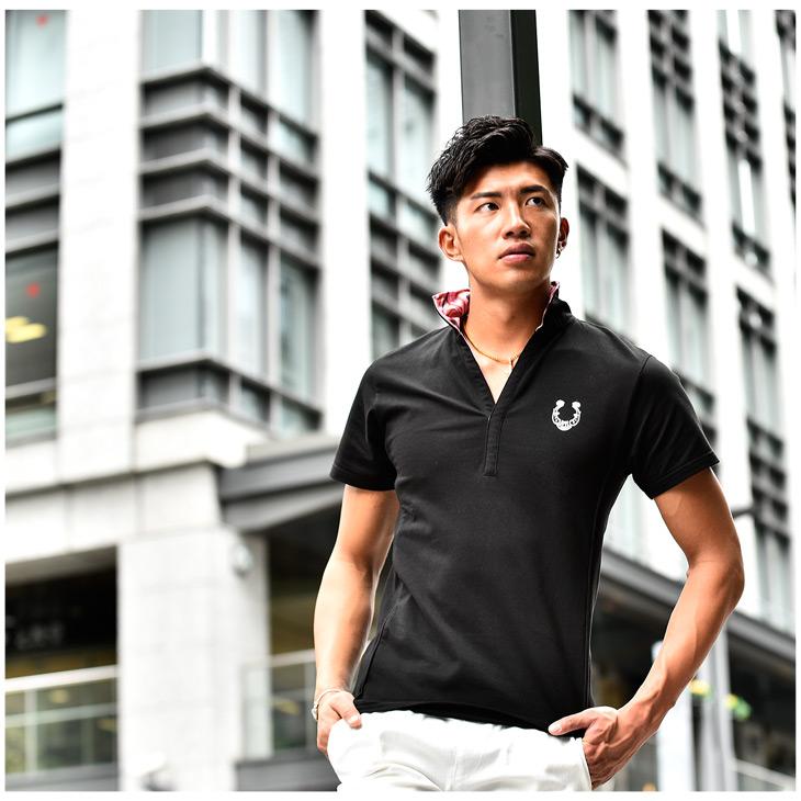 ポロシャツ メンズ ラインストーン イタリアンカラー シャツ 半袖 ポロ おしゃれ お洒落 タイト 派手 細め 白 ホワイト 黒 ブラック ストリート 春 春服 春物 640 Joker By Evergreen 通販 Yahoo ショッピング