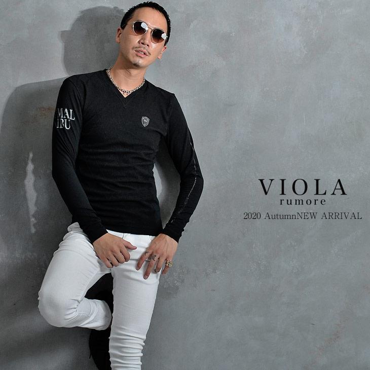 Viola Rumore ヴィオラ Tシャツ メンズ Vネック ロンt ブランド 長袖tシャツ Tシャツ 長袖 ロゴ 細身 タイト マッチョ 白 ホワイト 黒 ブラック グレー トップス Joker By Evergreen 通販 Paypayモール