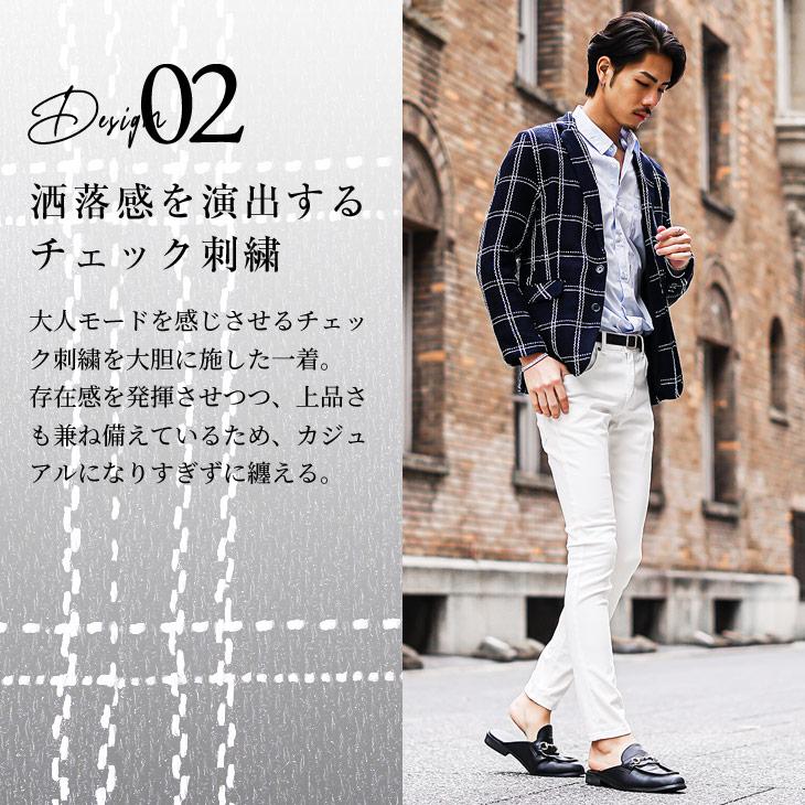 テーラードジャケット 細身 メンズ チェック カジュアル ライト