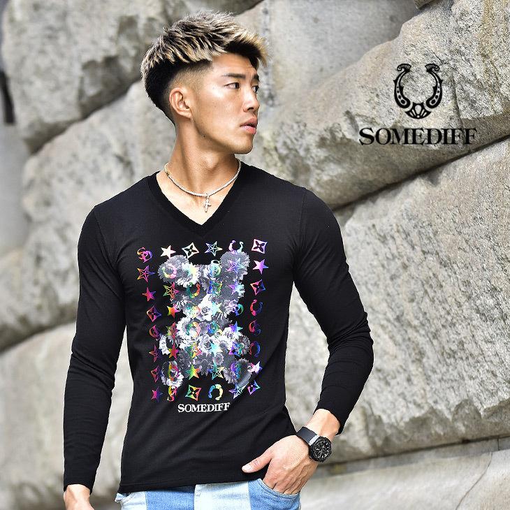 ロンt メンズ 長袖 長袖tシャツ カットソー ロンティー ストリート タイト 黒 ブラック 白 ホワイト ブランド ベア プリント ロゴ プリント 春 春服 春物 春春 Joker By Evergreen 通販 Paypayモール