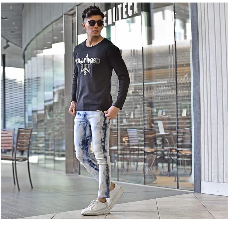 スキニーパンツ メンズ スキニー デニム スキニーデニム ストレッチ パンツ ジーンズ ブリーチ ブランド 黒 ブラック ネイビー ストレッチ 大きいサイズ 春 春服 Joker By Evergreen 通販 Yahoo ショッピング