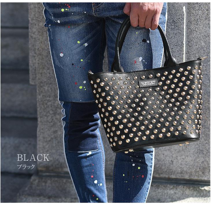 SOMEDIFF トートバッグ メンズ ミニトートバッグ スタッズ ブランド