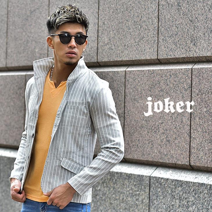 ジャケット テーラードジャケット イタリアンカラージャケット ストライプジャケット オシャレ ちょいワル 大きいサイズ Ll Xl 春 春服 春物 秋 秋服 秋物 春秋 Joker By Evergreen 通販 Paypayモール