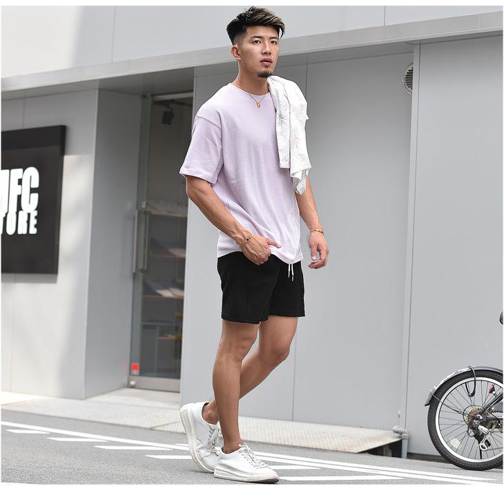 ハーフパンツ メンズ 短パン ショートパンツ ショーツ 白 黒 ホワイト ブラック スポーツ ワッフル 部屋着 細身 ひざ上 無地 ストレッチ Joker By Evergreen 通販 Yahoo ショッピング