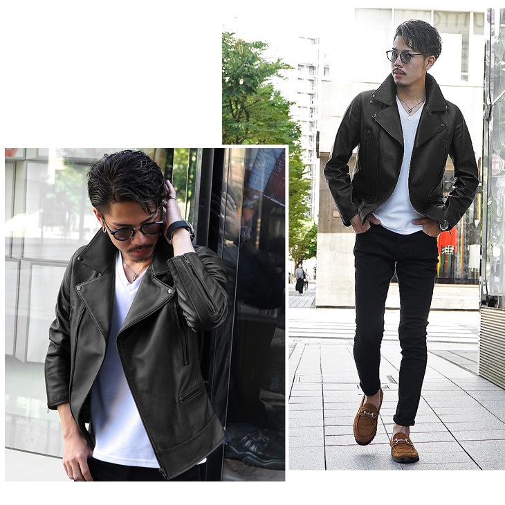 ライダースジャケット メンズ 本革 ダブル ライダース レザージャケット 黒 白 ブラック ホワイト グレー 革ジャン 本皮 ラムレザー 春 春服 春物 Joker By Evergreen 通販 Yahoo ショッピング