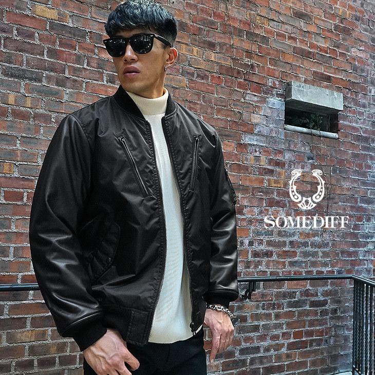 レザー ma-1 本革 レザージャケット 黒 MA1 おしゃれ 中綿 あり