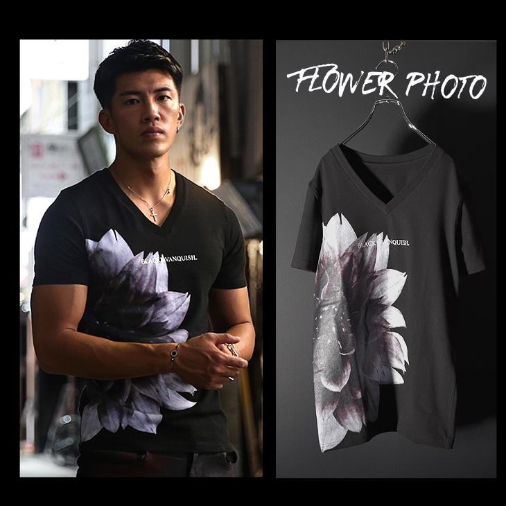 Tシャツ メンズ 半袖 ブランド オシャレ ティーシャ かっこいい きれいめ お兄系 Vネック 花柄 フラワー柄 ボタニカル柄 黒 白 春 春服 Joker By Evergreen 通販 Paypayモール