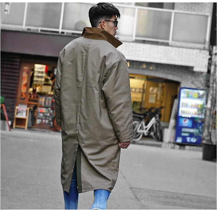 スプリングコート メンズ コート 春 アウター ライトアウター ロングコート カジュアル チェックコート リバーシブル オーバーサイズ コート Joker By Evergreen 通販 Yahoo ショッピング