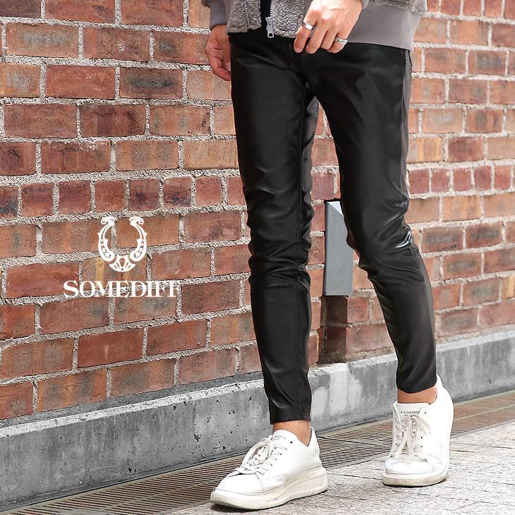 スキニーパンツ メンズ パンツ Puレザーパンツ フェイクレザー レザーパンツ ストレッチ ボトムス ブラック 黒 オシャレ カッコイイ 春 春服 春物 Joker By Evergreen 通販 Paypayモール