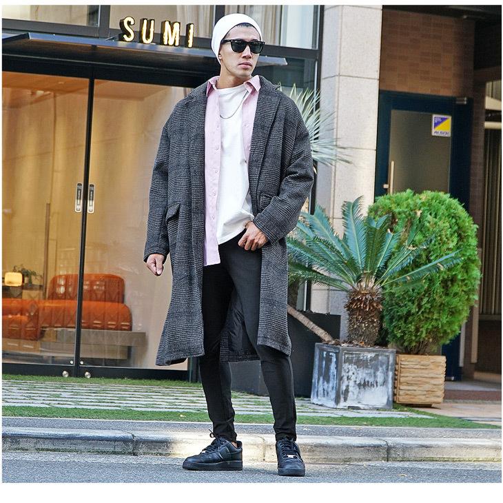 チェスターコート メンズ ロングコート 春 コート 大きいサイズ ビジネス ロング アウター ブランド 千鳥格子 チェック 暖かい きれいめ M L Joker By Evergreen 通販 Yahoo ショッピング