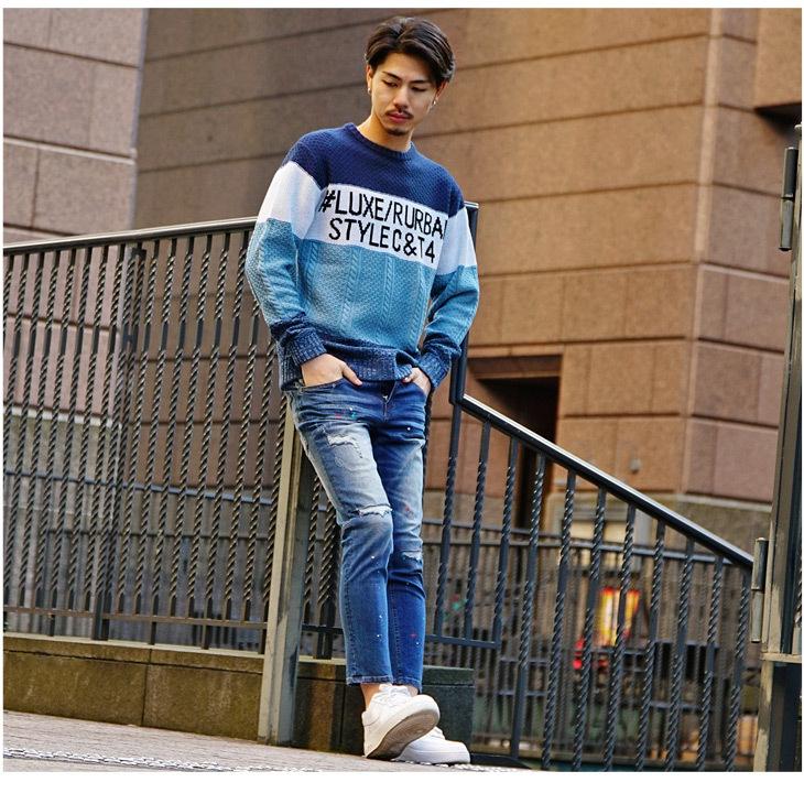 ニット メンズ 春 春ニット 長袖 セーター 派手 ニットセーター 春 春服 春物 春 春服 春物 長袖ニット きれいめニット 黒 青 茶 ブラック Joker By Evergreen 通販 Yahoo ショッピング