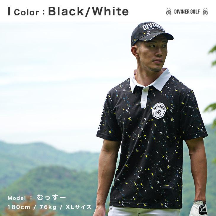 【DIVINER GOLF】ゴルフウェア メンズ ポロシャツ 半袖 メンズ ゴルフウェア メンズ 半袖 ゴルフ ポロシャツ メンズ ゴルフポロ 総柄 柄物｜evergreen92｜02