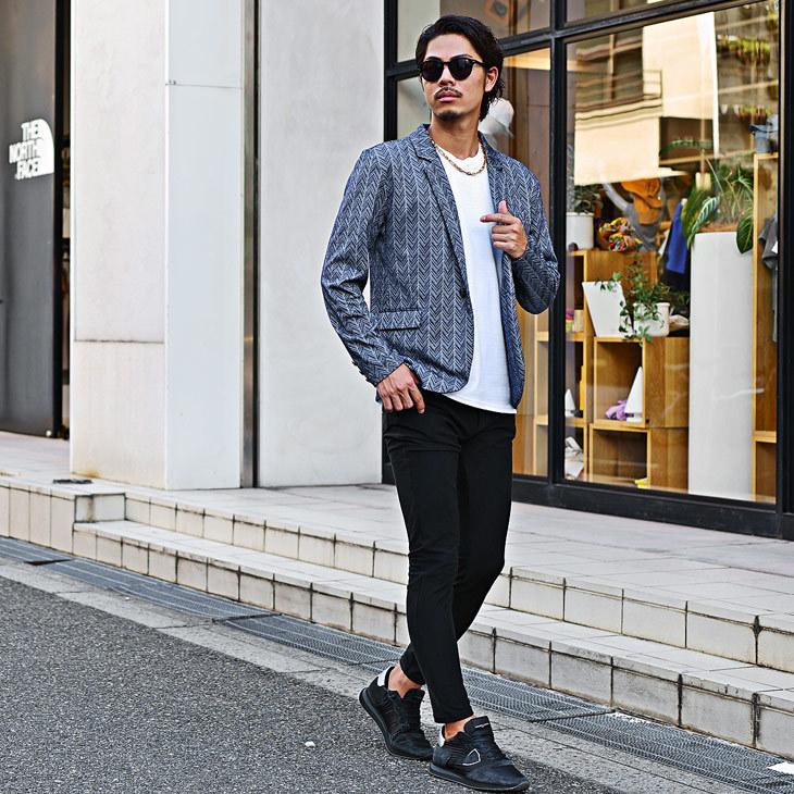 テーラードジャケット メンズ スーツ ジャケット 柄 ヘリンボーン フォーマル オシャレ カジュアル キレイめ ストレッチ お兄系 オラオラ系 ちょいワル 夏服 夏 夏新作 新作 joker（ジョーカー） テーラードジャケット メンズ スーツ ジャケット