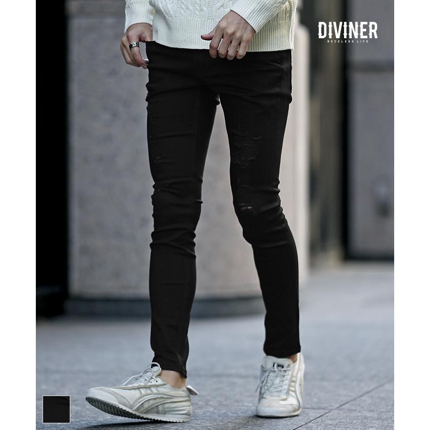 DIVINER（ディバイナー） スキニー パンツ ダメージ クラッシュ 細身
