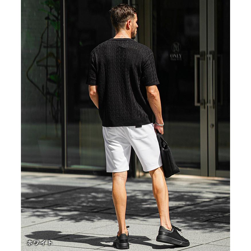 Dロゴ ハーフパンツ／ショートパンツ ブラック×ホワイト SOMEDIFF（サムディフ） ハーフパンツ メンズ ブランド 半ズボン ひざ