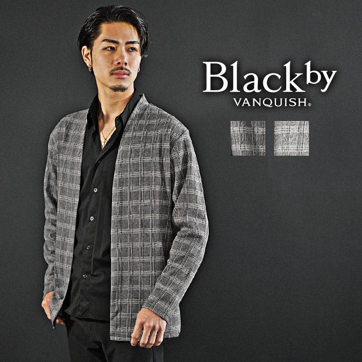 BLACK by VANQUISH カーディガン メンズ 春 薄手 チェック柄 BLACK by VANQUISH カーディガン メンズ 春 薄手 チェック柄
