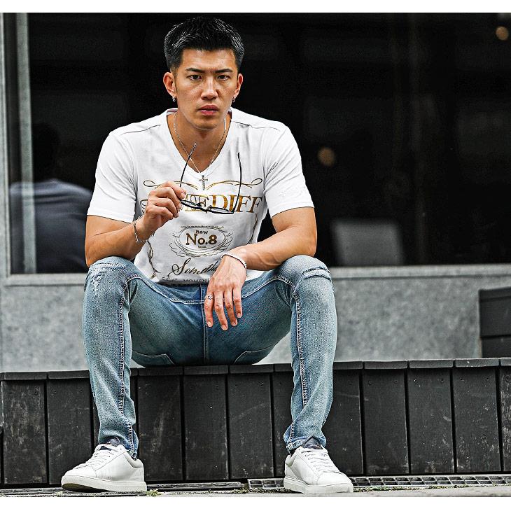 SOMEDIFF Vネック Tシャツ メンズ 半袖 半袖Tシャツ ブランド