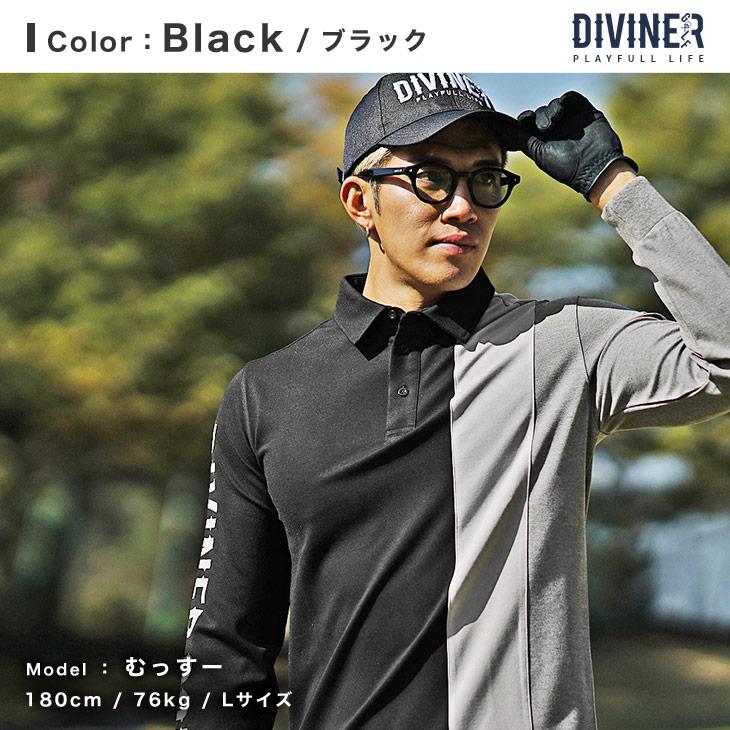 【DIVINER GOLF】ゴルフウェア メンズ ポロシャツ メンズ 長袖 切り替え 長袖ポロシャツ メンズ ブランド ゴルフ トップス 秋物 秋冬 ディバイナーゴルフ｜evergreen92｜08