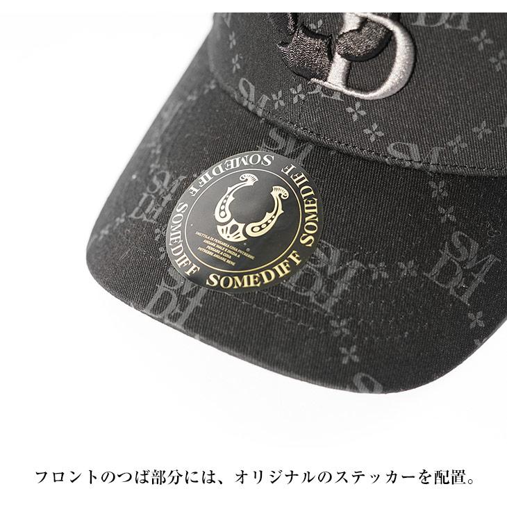 SOMEDIFF ベースボールキャップ メンズ 黒 総柄 キャップ SOMEDIFF ベースボールキャップ メンズ 黒 総柄 キャップ