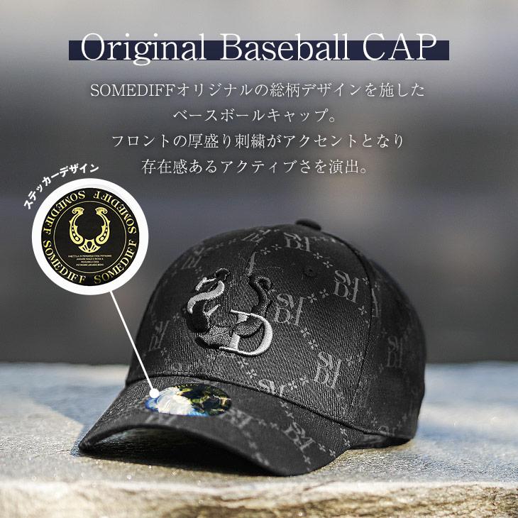 SOMEDIFF ベースボールキャップ メンズ 黒 総柄 キャップ SOMEDIFF ベースボールキャップ メンズ 黒 総柄 キャップ
