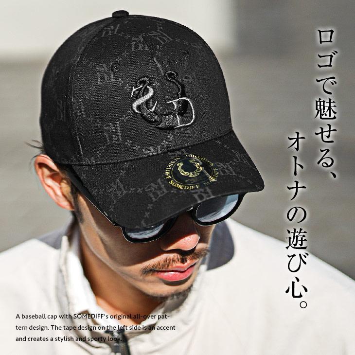 SOMEDIFF ベースボールキャップ メンズ 黒 総柄 キャップ SOMEDIFF ベースボールキャップ メンズ 黒 総柄 キャップ