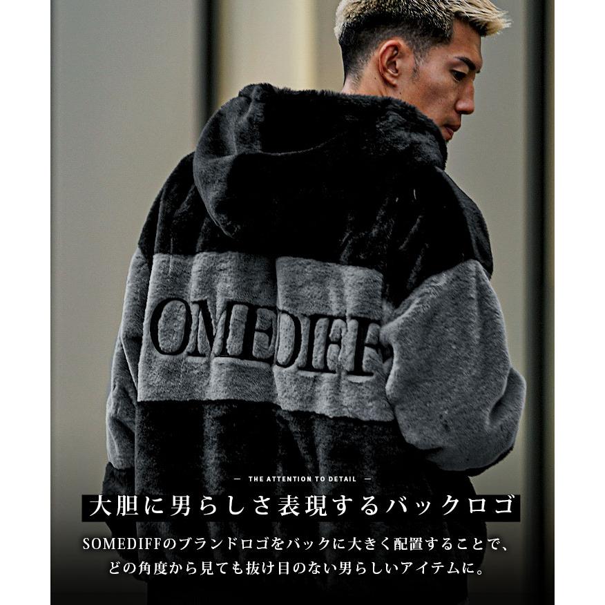 SOMEDIFF アウター メンズ ブランド ファー ブルゾン 秋冬 ボア 