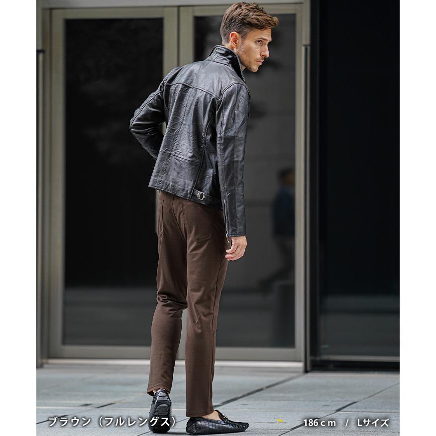 スラックス メンズ スウェット ストレッチパンツ メンズ スラックス スリムパンツ テーパードパンツ アンクル 9分丈 伸縮性 センタープレス イージーパンツ | SOMEDIFF | 20