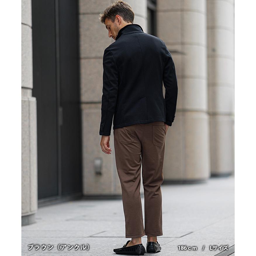 スラックス メンズ スウェット ストレッチパンツ メンズ スラックス スリムパンツ テーパードパンツ アンクル 9分丈 伸縮性 センタープレス イージーパンツ | SOMEDIFF | 21
