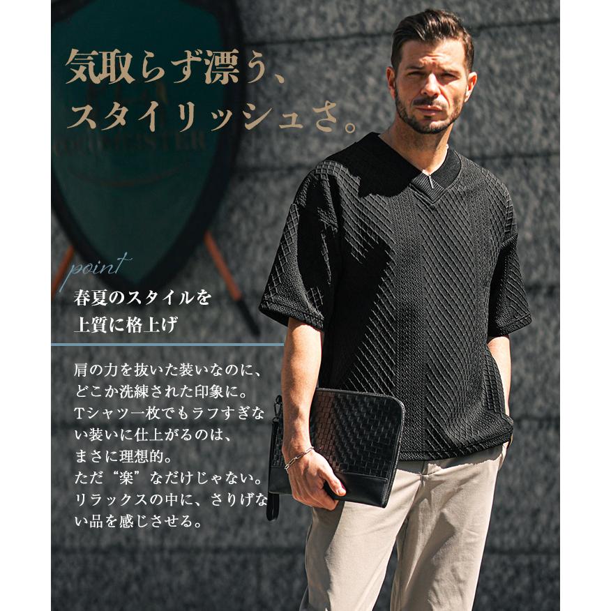 SOMEDIFF（サムディフ） Tシャツ メンズ 半袖 オーバーサイズ Vネック