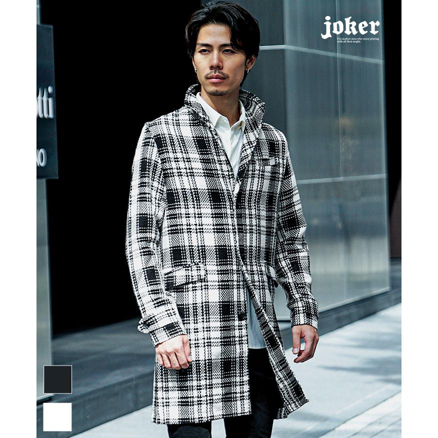 joker コート メンズ 冬 チェック ピーコート 総柄 千鳥 joker コート メンズ 冬 チェック ピーコート 総柄 千鳥