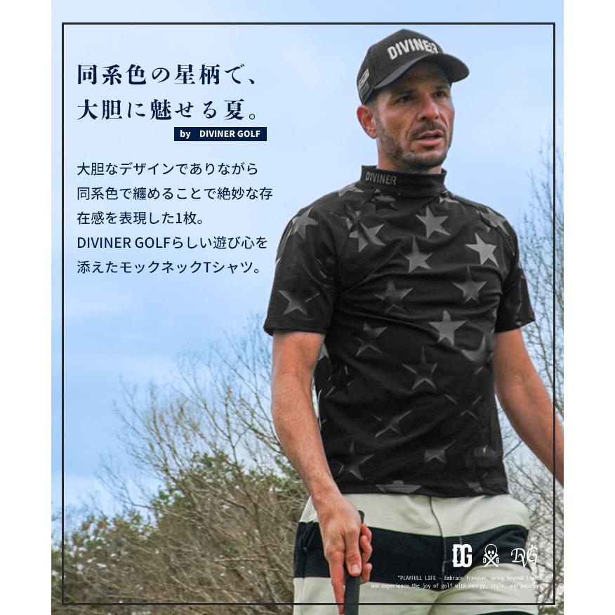 WAAC(ワック) 星柄 半袖モックネック DIVINER GOLF（ディバイナー ゴルフ） 【DIVINER GOLF】 ゴルフウェア